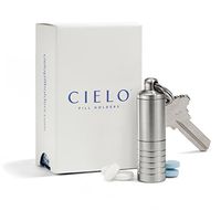 Cielo - Slim Dual Chamber Stainless Steel Pill Case Keychain Pill Holder for Medicine, Allergy Pills, Ibuprofen, Aspirin - Made in The USA, Cielo's Pill Container Keychain Pill Fob is The Best!