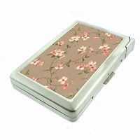 Perfection In Style Metal Cigarette Case with Built in Lighter Vintage Wallpaper Design 011