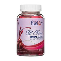 Bariatric Fusion Cherry Flavored Iron Soft Chew with Vitamin C for Bariatric Patients Including Gastric Bypass and Sleeve Gastrectomy, 60 Count, Two Month Supply