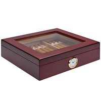 Cigar Humidor, High Quality Cedar Wood, Transparent Cover, Piano Paint Process, Can Accommodate 25 Cigars, Men's Gifts@Red