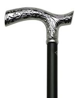 Men Fritz Cane Black, Chrome Embossed Handle  -Affordable Gift! Item #DHAR-9763400