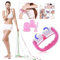 Ewinodon 5pcs Silicone Anti Cellulite Cup Vacuum Cupping Massage Cups Body Pain Relief Massage Roller Manual Suction Cups Set (Pink)