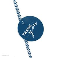 Andaz Press Circle Gift Tags, Chic Style, Thank You, Navy Blue, 24-Pack