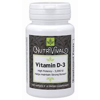 Nutrivival Vitamin D-3 5000 IU Highly Absorbable Mineral Supplements Formulated to Support Help Maintain Strong Bones* 120 Softgels