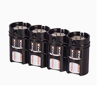 Storacell by Powerpax SlimLine D Battery Caddy, Black, Holds 4 Batteries