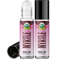 Organic Myrtle Roll On Essential Oil Rollerball (2 Pack - USDA Certified Organic) Pre-diluted with Glass Roller Ball for Aromatherapy, Kids, Children, Adults Topical Skin Application - 10ml Bottle