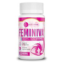 HealthFare Boric Acid Vaginal Suppositories - 600mg - Feminiva - Vegan Intimate Health Support - 100% Pure Made in USA - No Artificial Colors