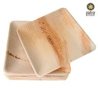 200 pcs - Patra Classic 10 Inch Square Palm Leaf Plates Disposable | Eco Friendly | Biodegradable | Backyard Compostable (10 Inch, 200 Pack)