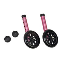 DMI Walker Wheels with Glide Caps, Pink, One Pair