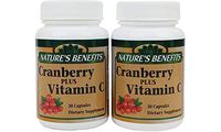 Nature's Benefit Cranberry Plus Vitamin C Dietary Supplement- Enhance Your Health Live, Non-GMO, Gluten Free - Supplement for Men & Women - 60 Capsules