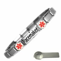 JSC Jewellery Daisy Charm Pacemaker Medical Alert Stainless Steel Bracelet