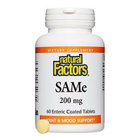 Natural Factors, SAMe 200 mg, Helps Elevate Mood and Improve Joint Health, 60 tablets (60 servings)