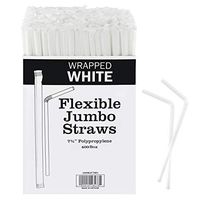 Plastic white flexible Drinking Straws Bulk 400 Bulk , Individually Wrapped Disposable White Straws 7.75 Inches Long