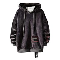 Men Hoodies Autumn Winter Solid Color Long Sleeve Sweatshirts Casual Loose Plus Size Pullover Tops Dark Gray