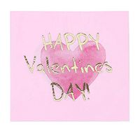 48 Count Valentine's Day Napkins Cocktail Napkins with Heart Design Disposable Napkins for Luncheons, Dinners & Celebrations 2-Ply (6.5 x 6.5'' folded)