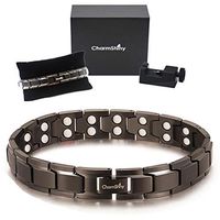 Ultra Strength Titanium Magnetic Bracelet Therapy Double Magnets for Men Women Balance Arthritis Relief Pain Carpal Tunnel+ Hematite Pendant Necklace