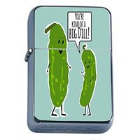 Pickle Pun Flip Top Dual Torch Em2 Smoking Cigarette Silver Refillable Dual Flame