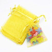 Outdoorfly 50PCS Drawstring Organza Bags 5x7 Inches Yellow Transparent Jewelry Favor Pouches Baby Shower Party Wedding Gift Bags Chocolate Candy Bags(50PCS Yellow)