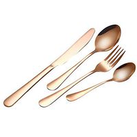 Egmy Sell 4PCS Set Stainless Steel Upscale Dinnerware Flatware Cutlery Fork Spoon Teaspoon (Rose Gold)