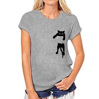 Amlaiworld Women Basic Shirt Cat Print T-Shirt Loose Short Sleeve Blouse Casual Simple Pullover Tops Sport Tank Shirt Gray