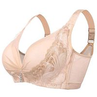 Theoylos Womens Bralette Push Up V Neck Bra Ladies Comfort Wire Free Underwear Soft Seamless Bra Everyday Bra Beige