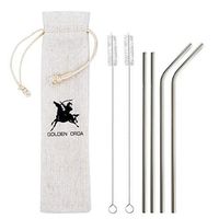 Set of 4 Reusable Stainless Steel Straws with Cleaning Brushes for Regular Cup,Glass/Glasses & 20 Oz Yeti Tumbler