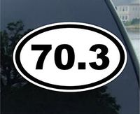 Half Ironman Triathlon 70.3 - Vinyl 5" wide (color: WHITE) decal laptop tablet skateboard car windows sticke