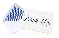 Metallic Foil Thank You Cards and Envelopes Classic Cursive Font 4 x 6 Inch Size Match Your Wedding or Party Colors - Set of 20 - Dark Blue