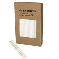 White Paper Straws Plain Solid White Straws 100PCS(White, 100)