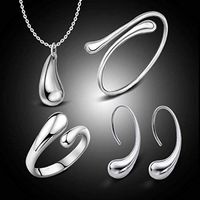 Ikevan 2019 Ladies Jewelry Fashion Water Drop Jewelry Set Ear Hook Necklace Bracelet Ring 5 in 1 Set