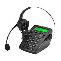 AGPtek Handsfree Call Center Dialpad Corded Telephone #HA0021 with  Monaural Headset Headphones Tone Dial Key Pad & REDIAL- 1 Year Warranty