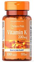 Puritan's Pride Vitamin K 200 mcg-100 Tablets