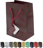 Novel Box® Burgundy Matte Laminated Euro Tote Paper Gift Bag Bundle 4.75"X3.25"X6.75" (10 Count) + NB Cleaning Cloth