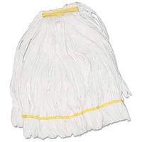 Medium Enviro Clean Looped-End Cotton/Synthetic Mop Head W/Tailband, White, 12/Pack