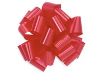 Pack Of 48, Solid Red Hank Poly Pom Gift Bows 5" x 16 Loops Made In Usa