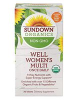 Sundown Organics Well Multivitamin for Women, with Vitamin C, D3, and B, Gluten Free, 100% Non-GMO, 30 Tablets