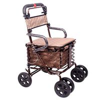 Walkers Elderly Shopping Cart Folding Can Take The Elderly Trolley Helper to Travel Shopping Cart with Seat Wheel Gift (Color : Brown, Size : 904750cm)