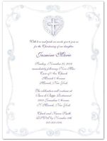 Purple Heart & Cross Baptism Christening Invitations - Set of 20