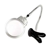 8X/20X Magnifying Glass with Clip 2 LED Light Illuminating Hands Free Desk Magnifier for Book Reading, Map