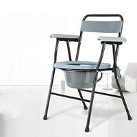 BINZHI Bedside Commodes for Adults,Old Man's Commode Chair Foldable Mobile Toilet Seat with Armrests and Comfortable Backrest, Two Colors Can Be Selected Bedside Toilet (Color : Black)