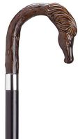 Unisex Horse Head Crook Black Maple Cane, Brown Handle  -Affordable Gift! Item #DHAR-9140500