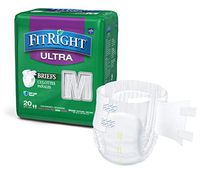 Medline FitRight Ultra Adult Diapers, Disposable Incontinence Briefs with Tabs, Heavy Absorbency, Medium, 32"-42", 4 packs of 20 (80 total)