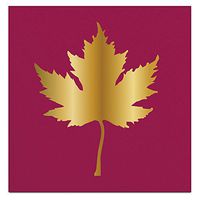 Slant Gold Foil Maple Leaf Paper Beverage Napkins