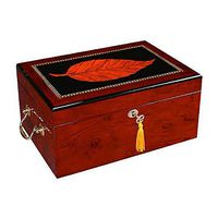 Quality Importers Trading Deauville 100 Cigar Humidor, High Gloss with Tobacco Leaf Inlay, Maple Finish, Holds 100-150 Cigars