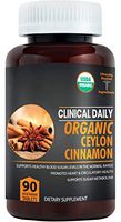 CLINICAL DAILY USDA Organic Vegan Ceylon Cinnamon Powder Tablets for fast dissolution. True Sri Lanka Cinnamon bark. Healthy Blood Sugar levels and Joint Support Anti Inflammatory Supplement. 90 pills