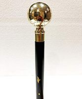 Marine Nautical Store Vintage Brass Globe Handle Wooden Folding Compaq Black Walking Stick Wood Walking Cane