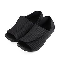 Mens Extra Wide Open Toes Sandals Adjustable Diabetic Edema Orthopedic Arthritis Shoes Slippers Black