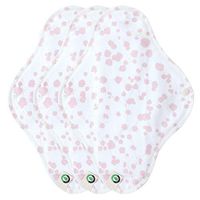 think ECO [ Promotion ] [Petit Franc 3p] Organic Reusable Cotton Pads, Menstrual Pads, Sanitary Napkins, Petit Franc Pattern, 3 Pads. (PF Day Pads)