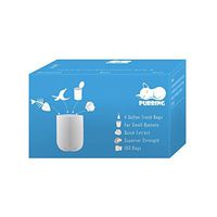 Purring Small Wastebasket Liners with Quick-Dispense, 4 Gallon Waste Basket Bags with Cute and Compact Package, 100 Count (Blue)