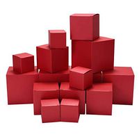 Glitter Paper Gift Boxes with Lids Assorted Sizes, 2x2x2 3x3x3 4x4x4 Pack 15 by Quotidian (Red)